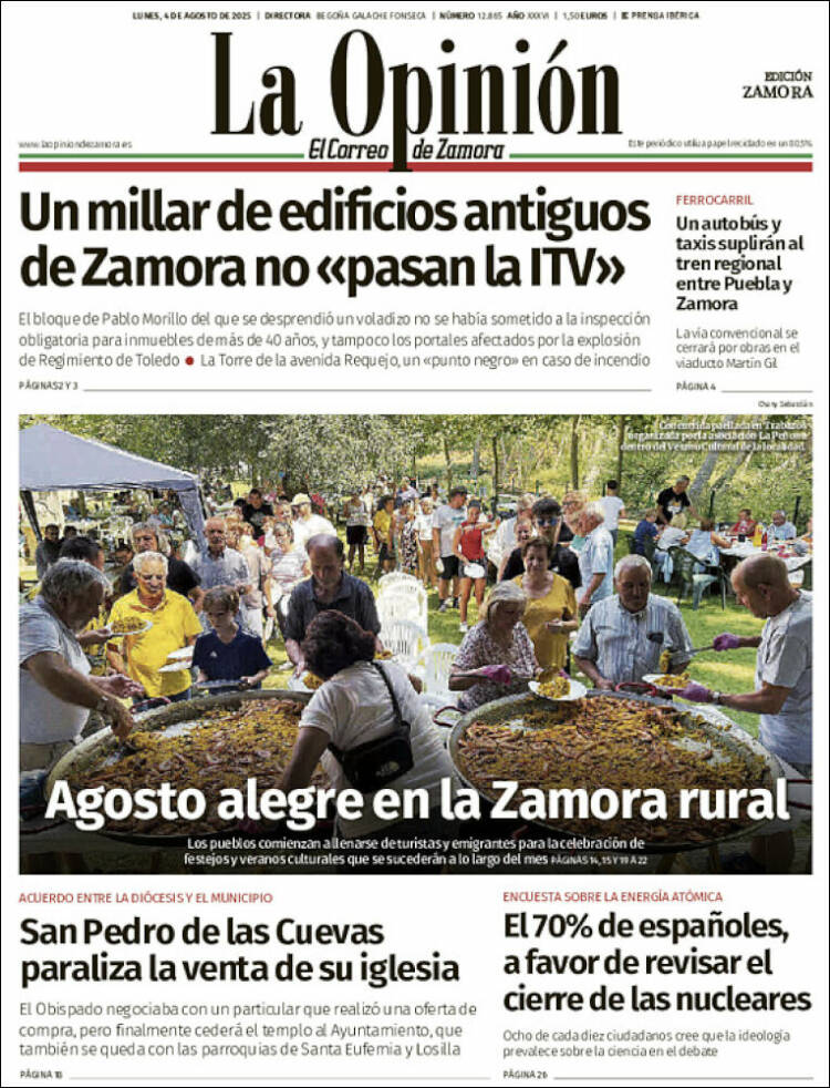 Portada de La Opinión - El Correo de Zamora (Spain)