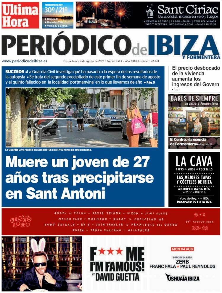 Portada de Periódico de Ibiza (España)