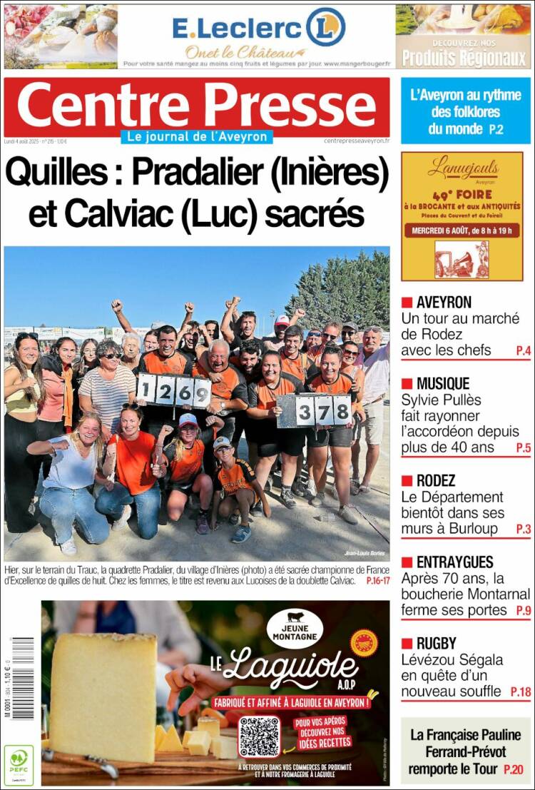 Portada de Centre Presse (France)