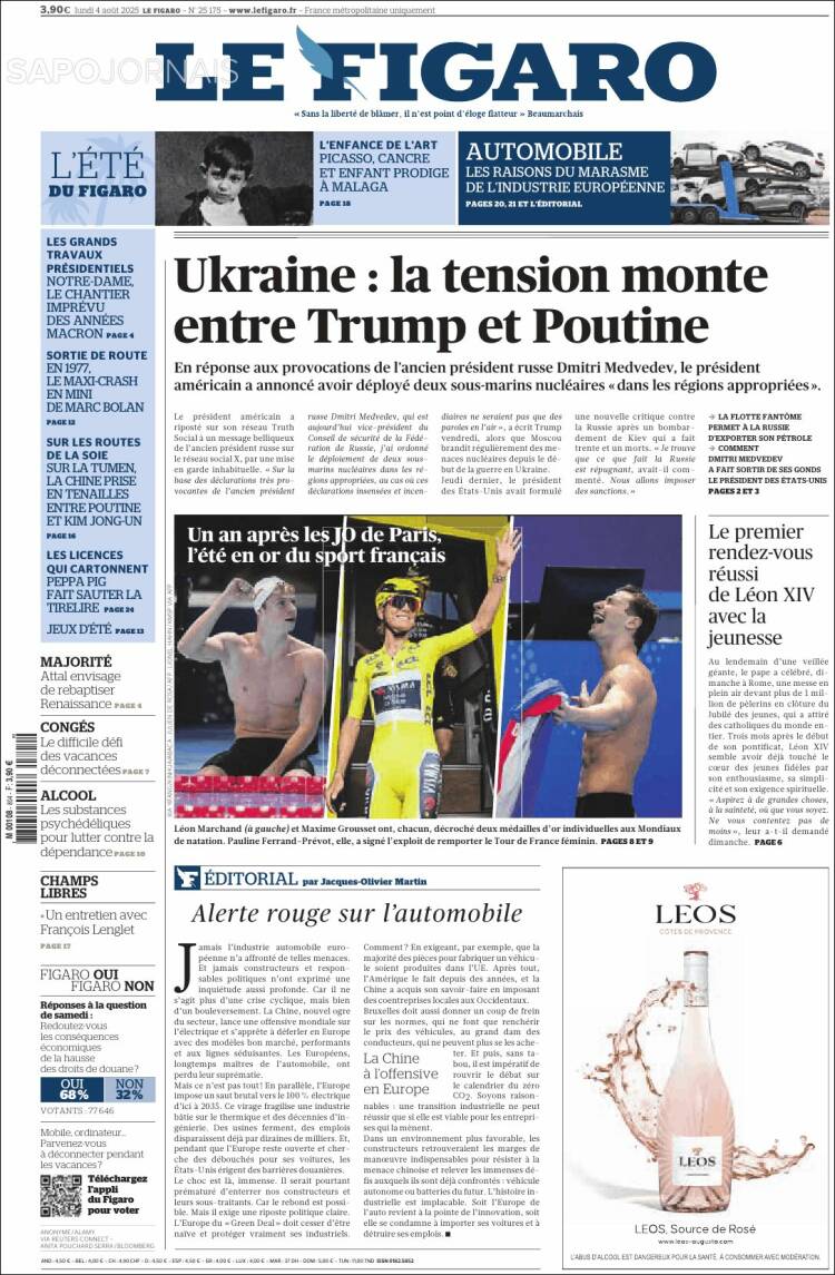 Portada de Le Figaro (Francia)