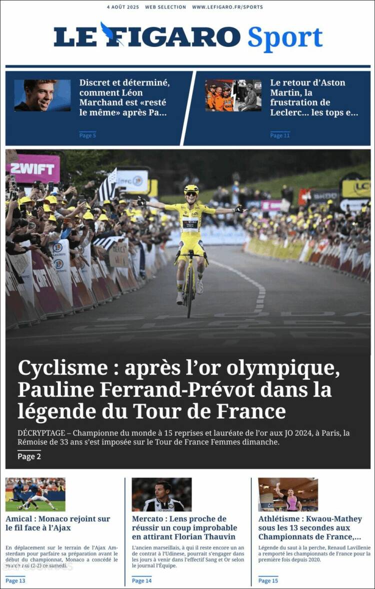Portada de Le Figaro Sport (Francia)