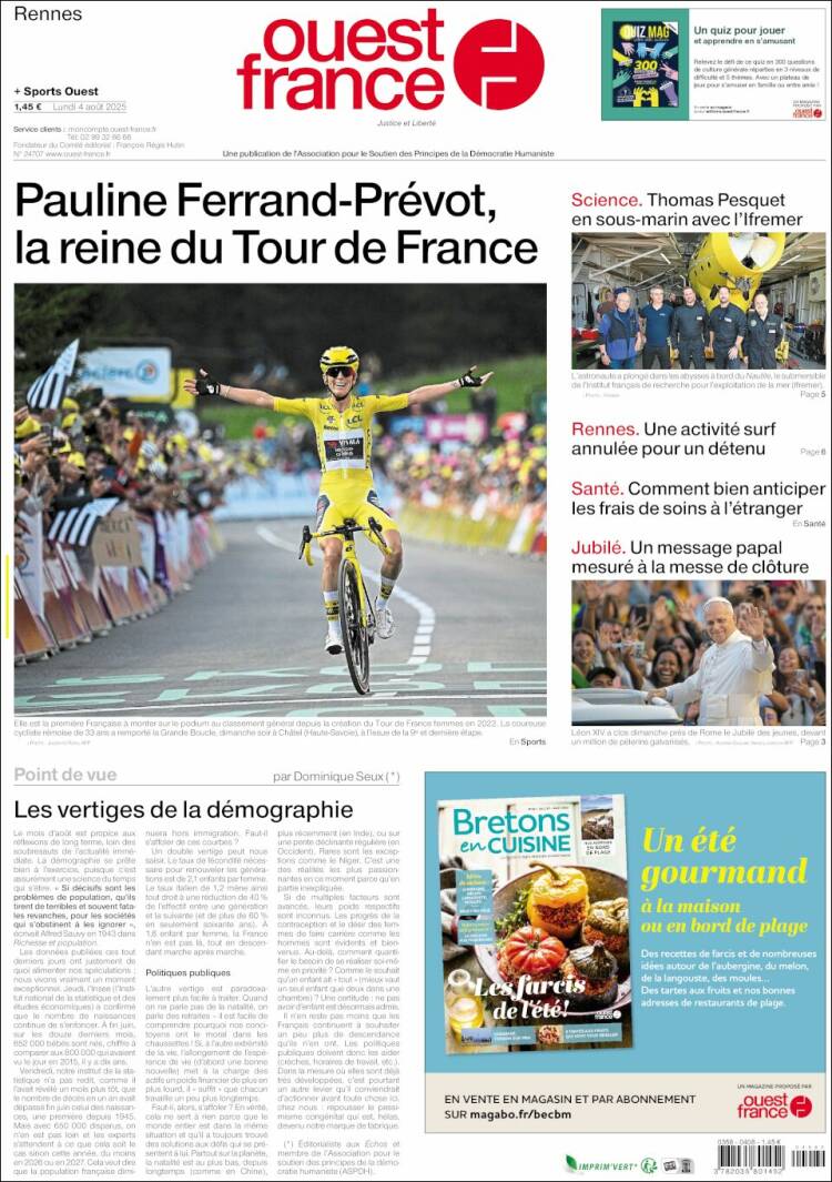 Portada de Ouest France (France)