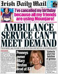 Portada de Irish Daily Mail (Irlanda)
