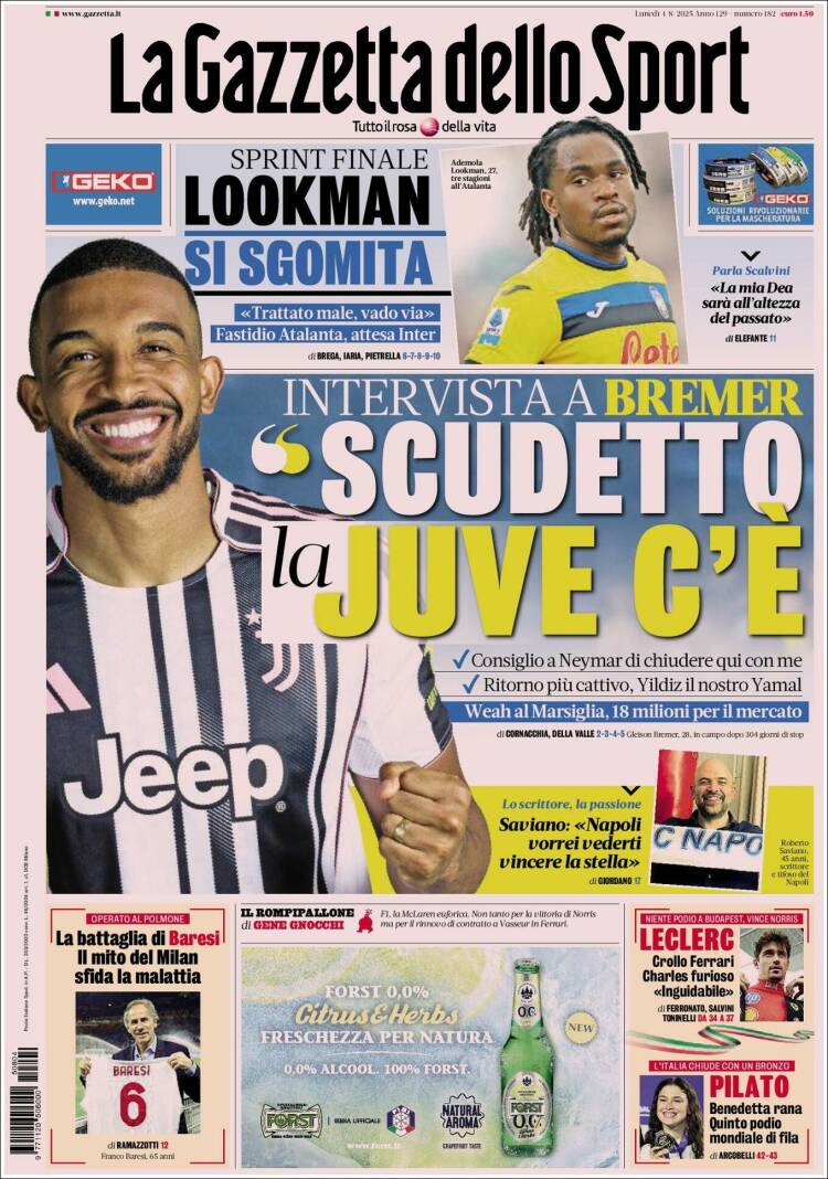 Portada de La Gazzetta dello Sport (Italy)