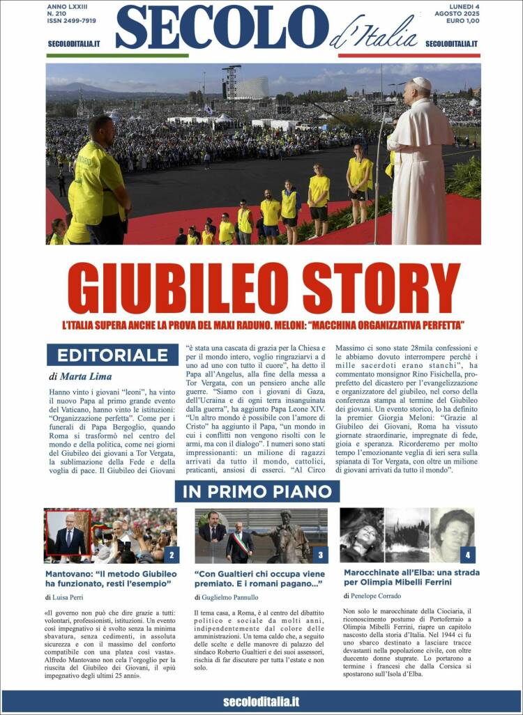 Portada de Secolo d'Italia (Italy)