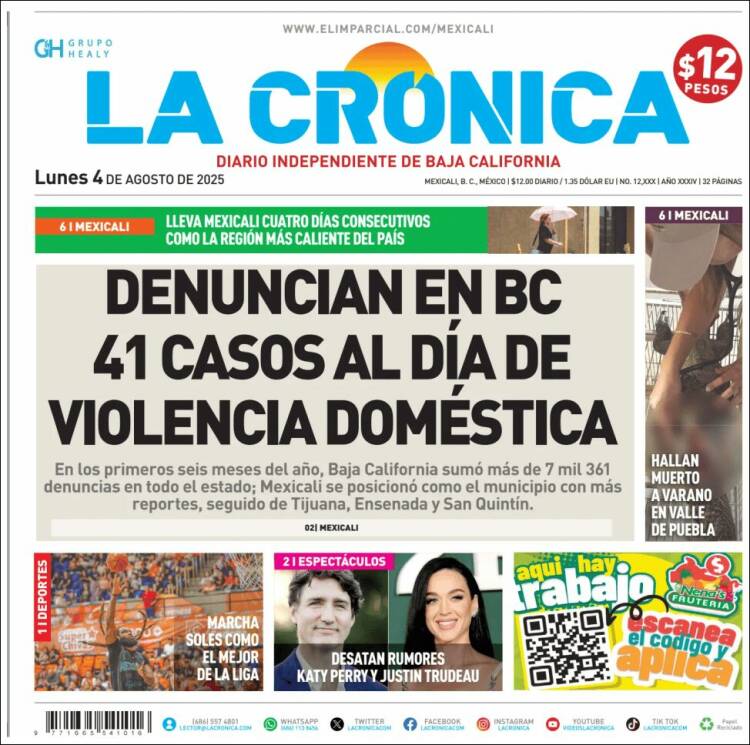 Portada de La Crónica de Baja California (México)