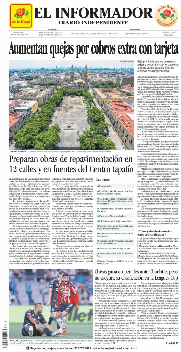 Portada de El Informador (México)