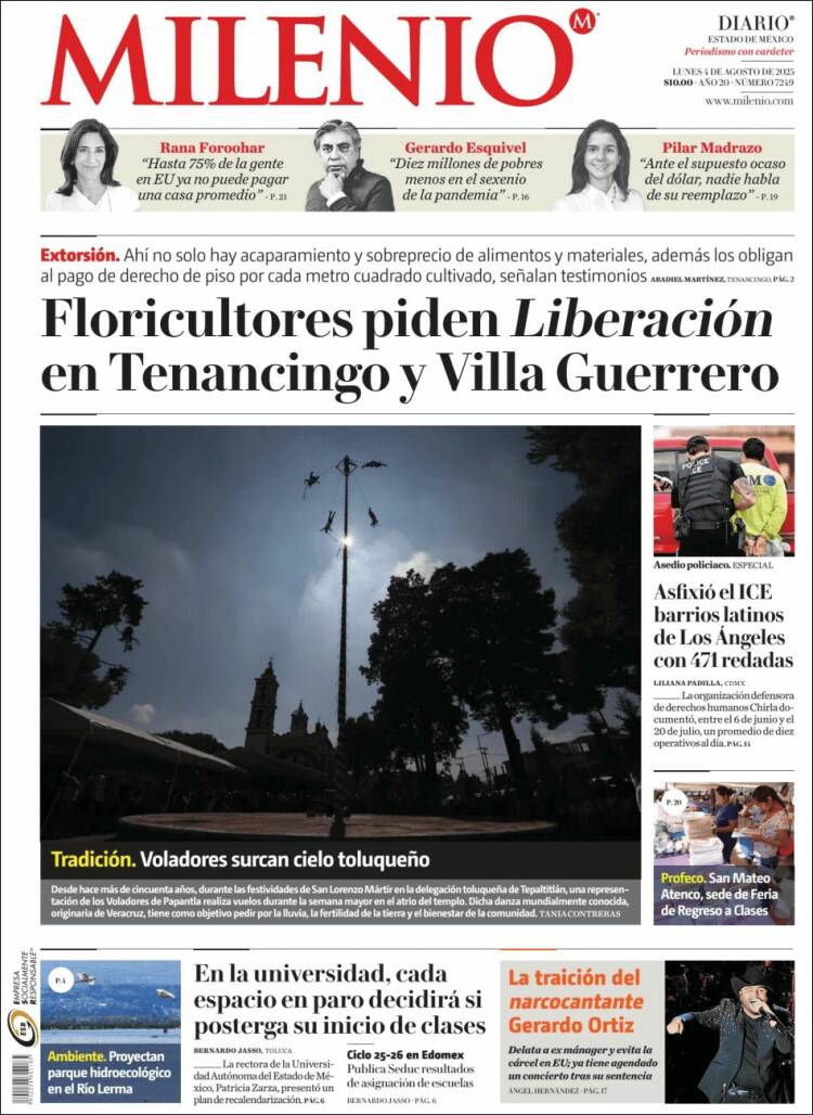Portada de Milenio - Estado de México (México)