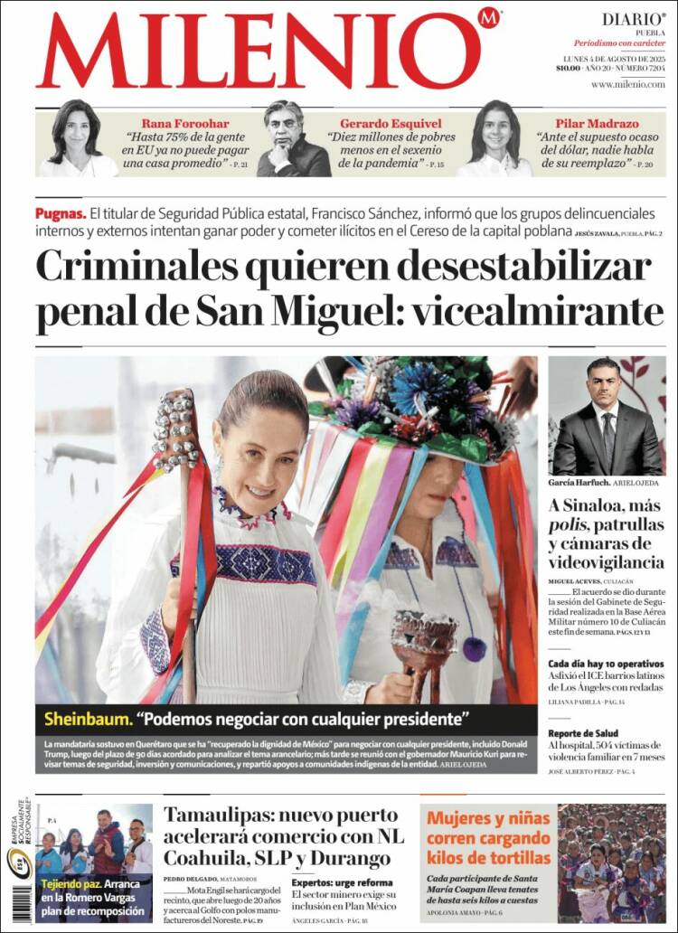 Portada de Milenio de Puebla (México)