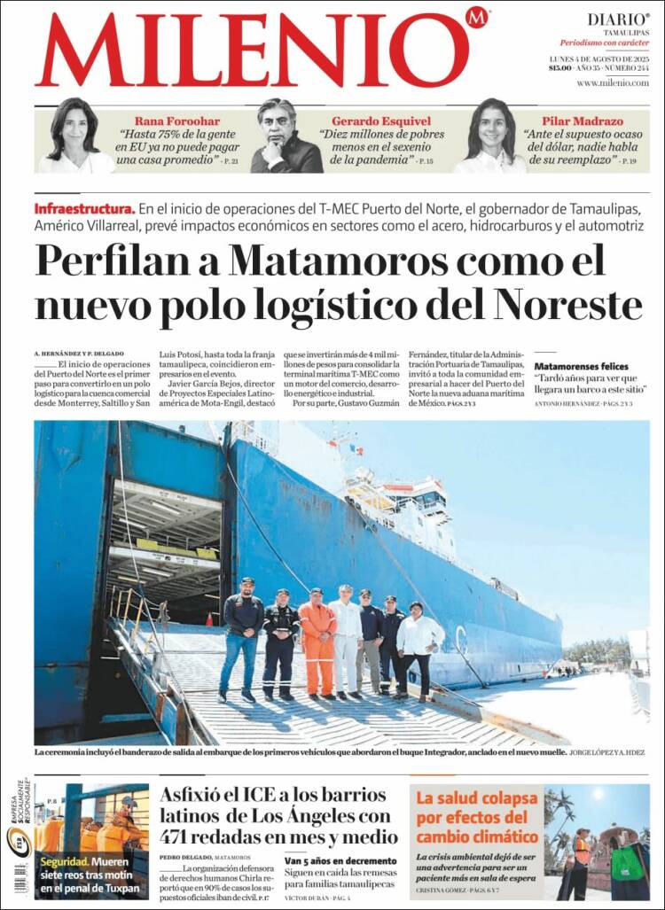 Portada de Milenio - Tamaulipas (México)