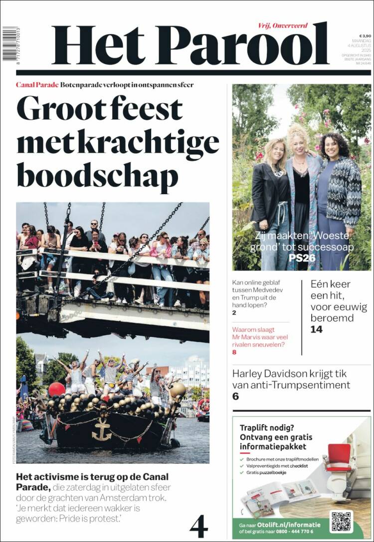 Portada de Het Parool (Países Bajos)