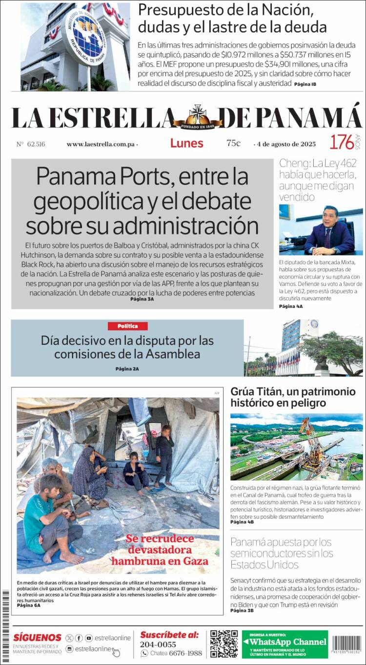 Portada de La Estrella de Panamá (Panamá)