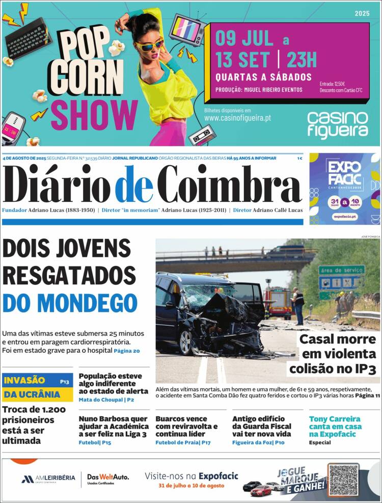 Portada de Diário de Coimbra (Portugal)
