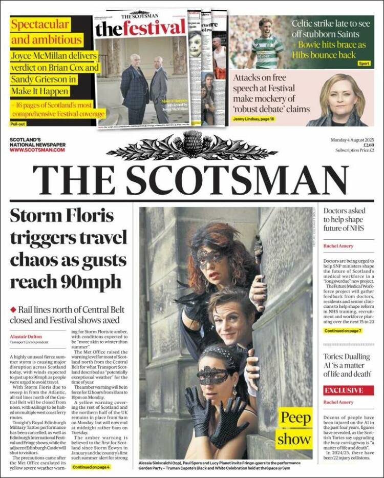 Portada de The Scotsman (Reino Unido)