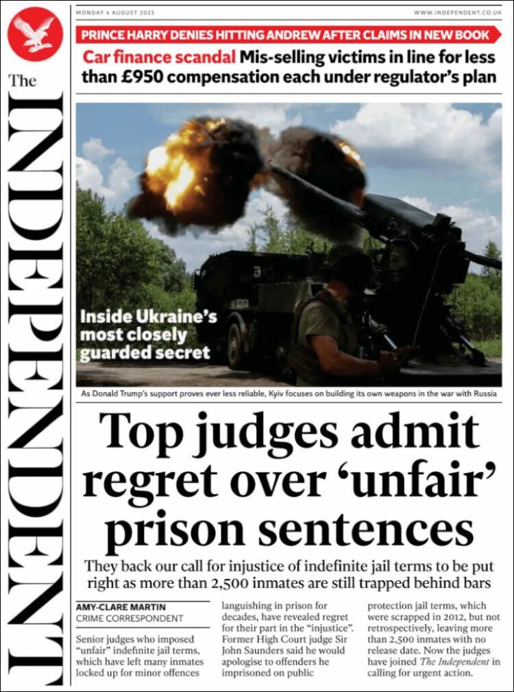 Portada de The Independent (Reino Unido)