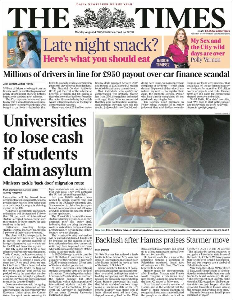 Portada de The Times (Reino Unido)