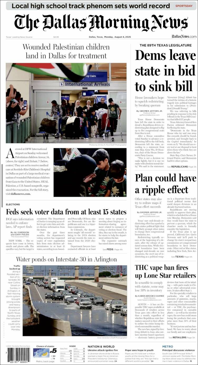 Portada de Dallas Morning News (USA)