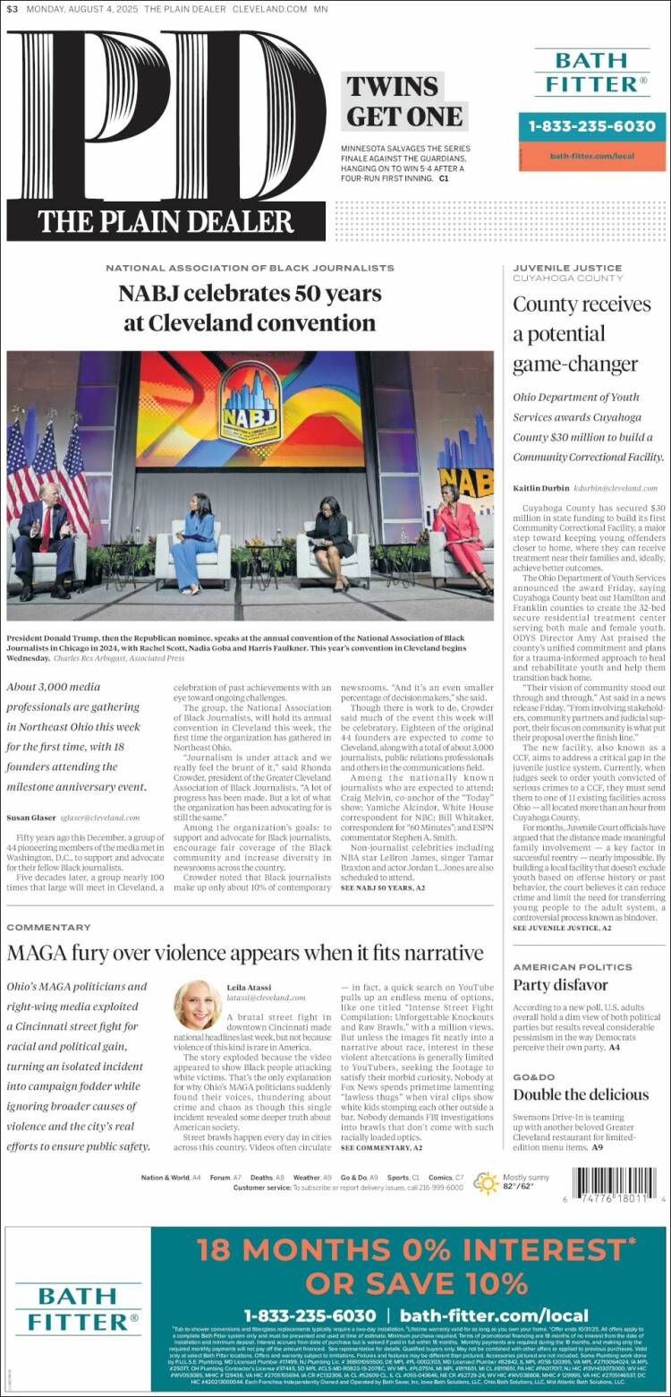 Portada de The Plain Dealer (USA)