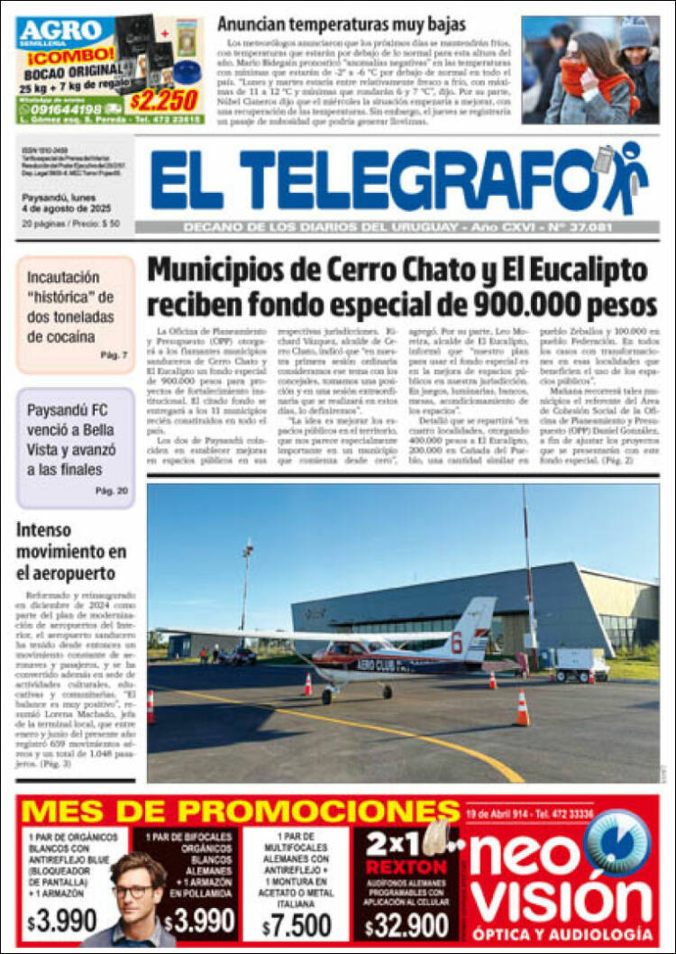 Portada de El Telégrafo (Uruguay)