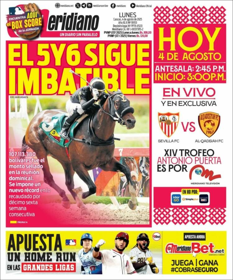 Portada de Meridiano (Venezuela)