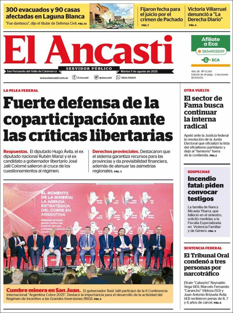 Portada de El Ancasti (Argentina)