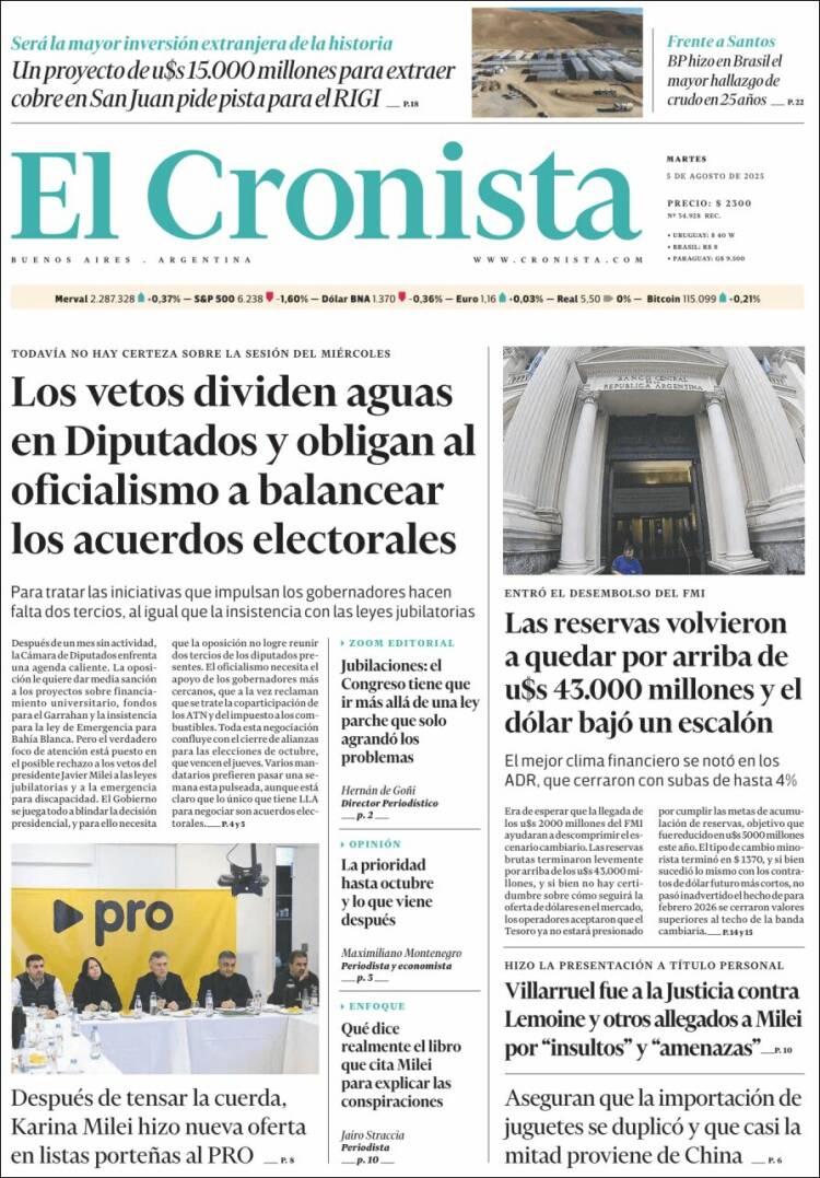 Portada de El Cronista Comercial (Argentina)