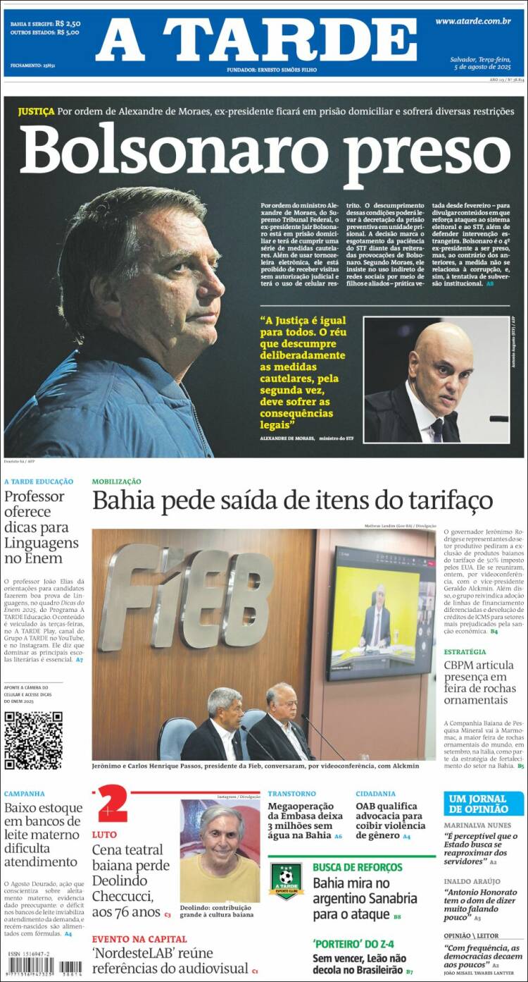 Portada de Diário A Tarde (Brasil)