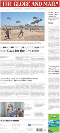Portada de The Globe and Mail (Canada)