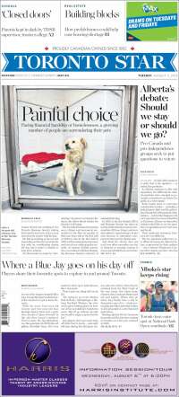 Portada de The Toronto Star (Canada)