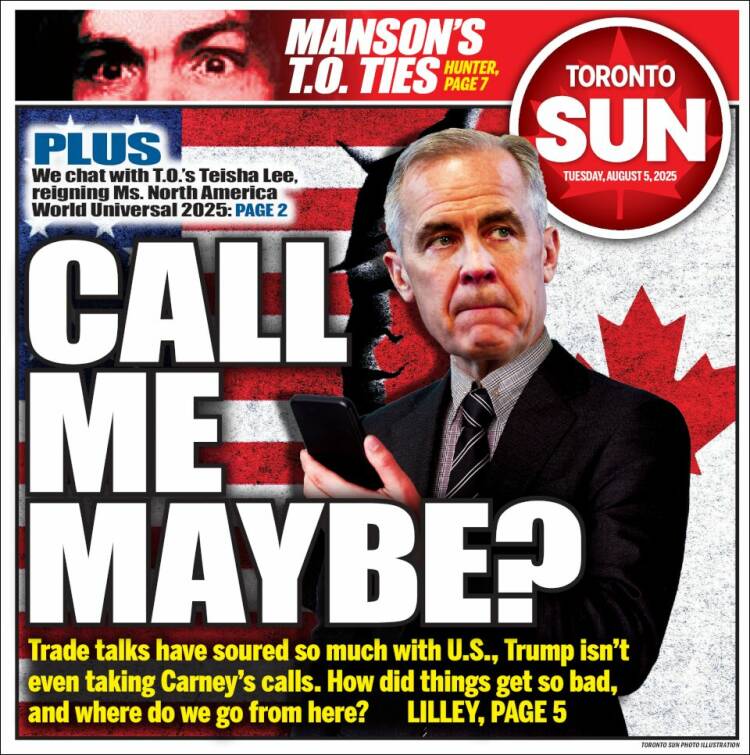 Portada de The Toronto Sun (Canadá)