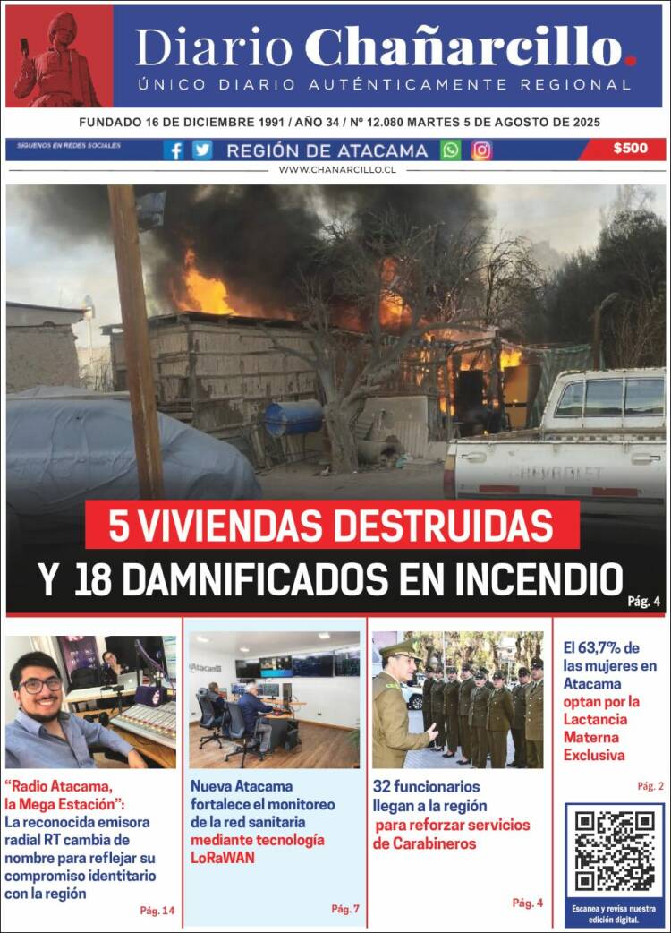 Portada de Diario Chañarcillo (Chili)