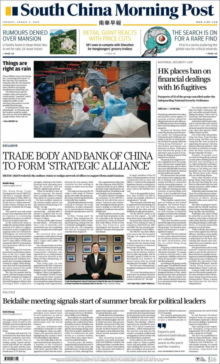 Portada de South China Morning Post (China)