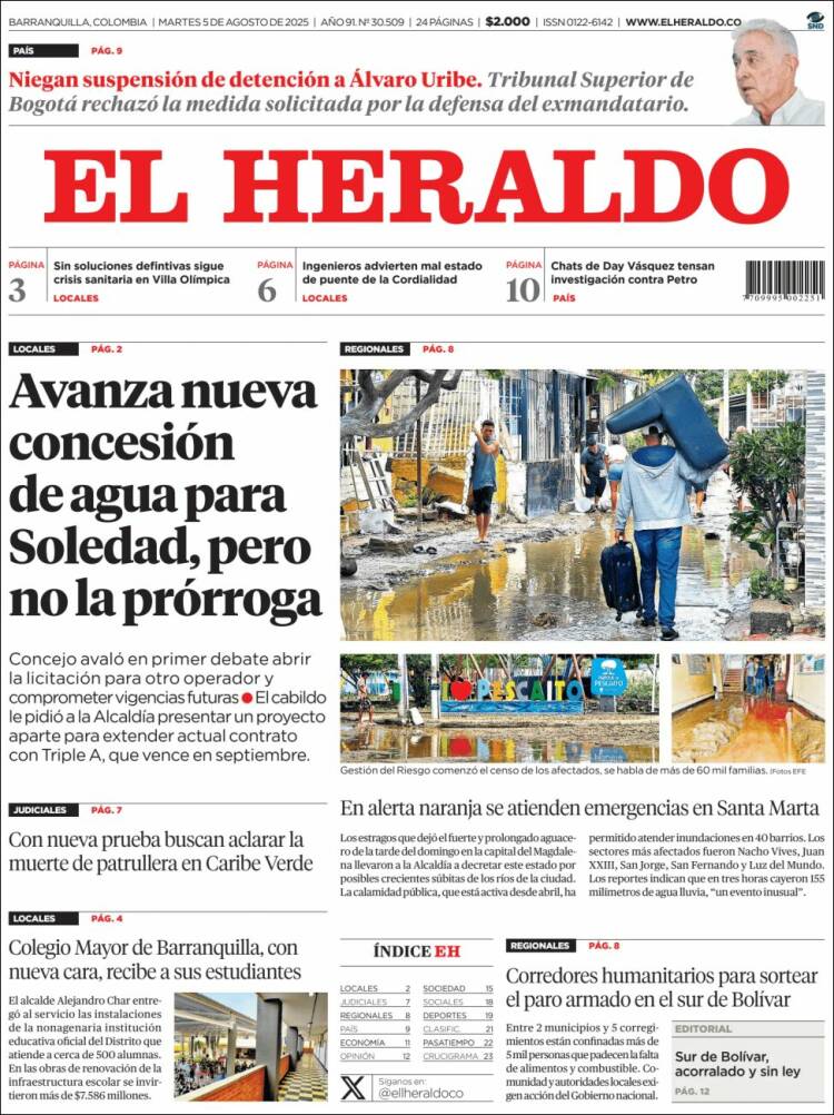 Portada de El Heraldo (Colombia)