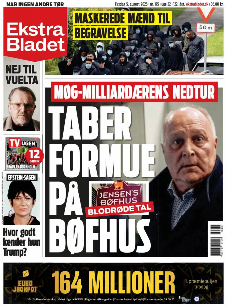 Portada de Ekstra Bladet (Dinamarca)
