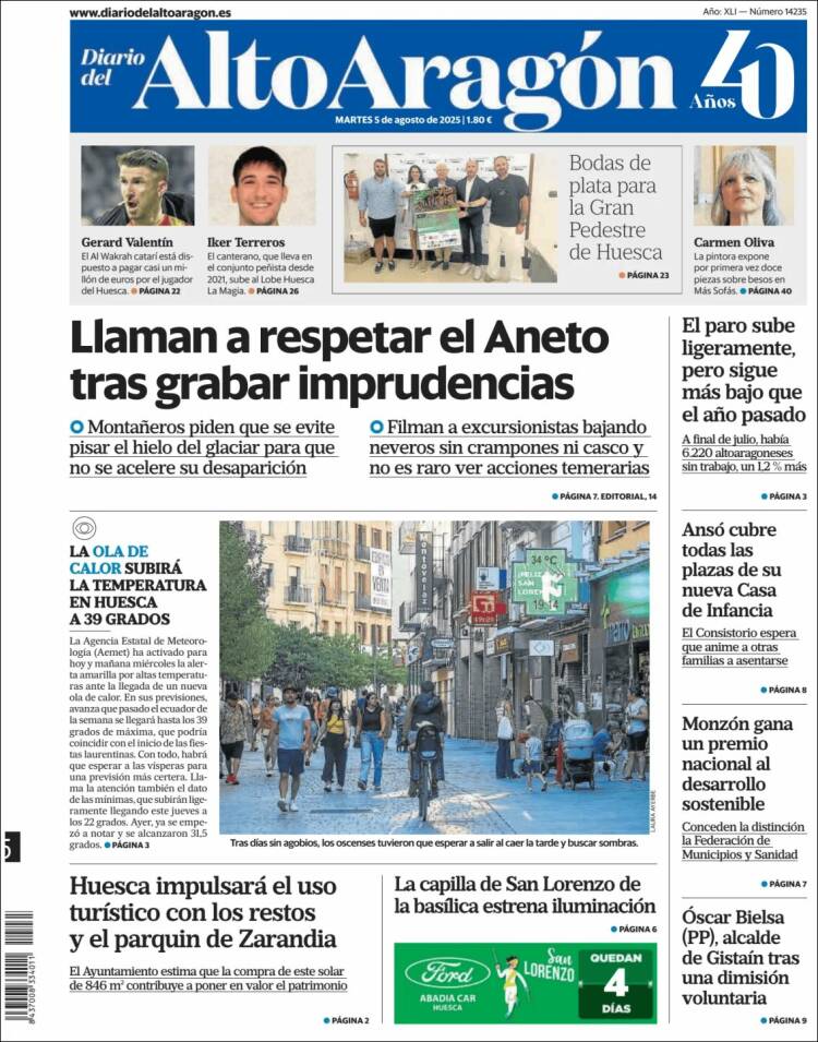Portada de Diario del AltoAragón (Espagne)