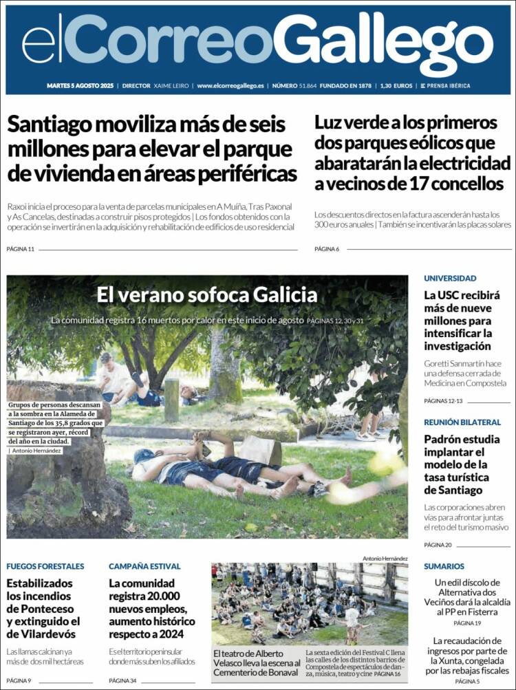 Portada de El Correo Gallego (España)