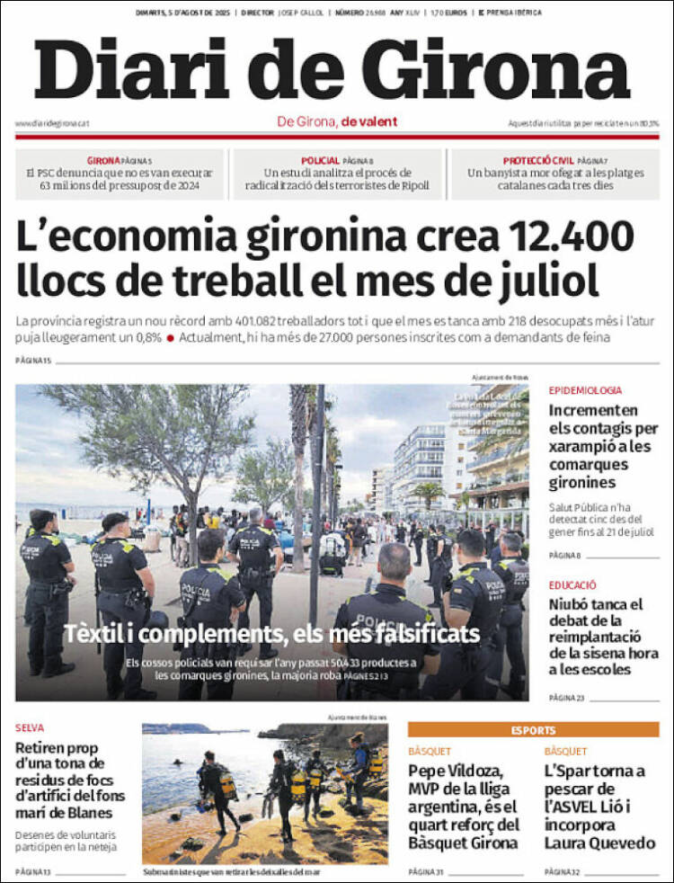Portada de Diari de Girona (España)