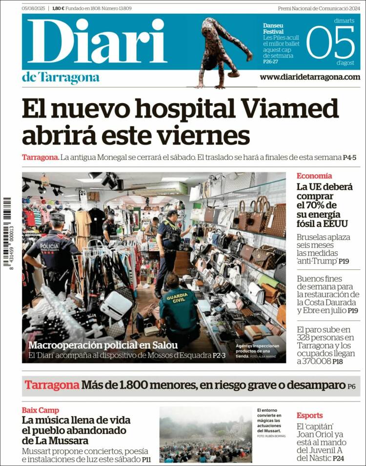 Portada de Diari de Tarragona (Spain)