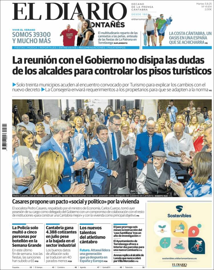 Portada de El Diario Montañés (España)