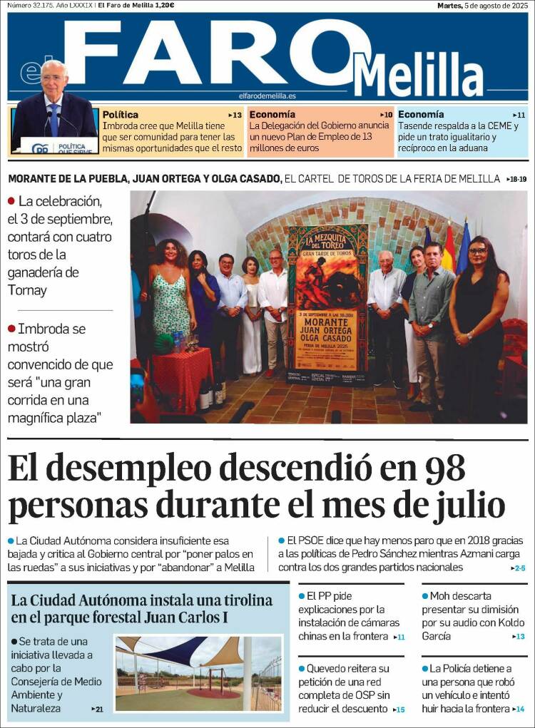 Portada de El Faro de Melilla (Espagne)