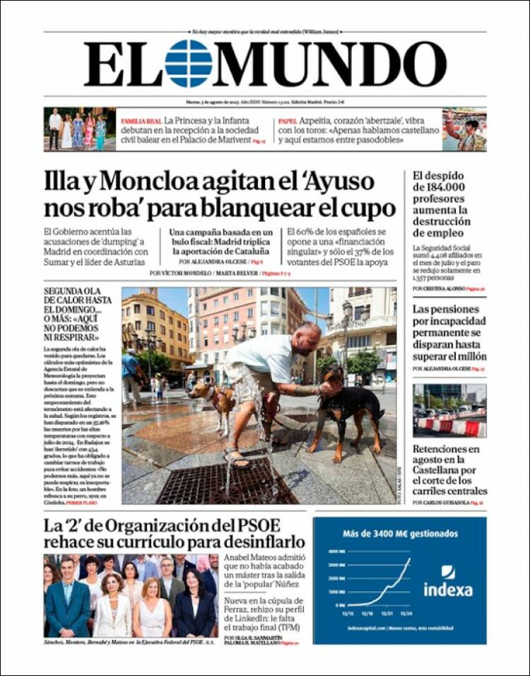 Portada de El Mundo (España)