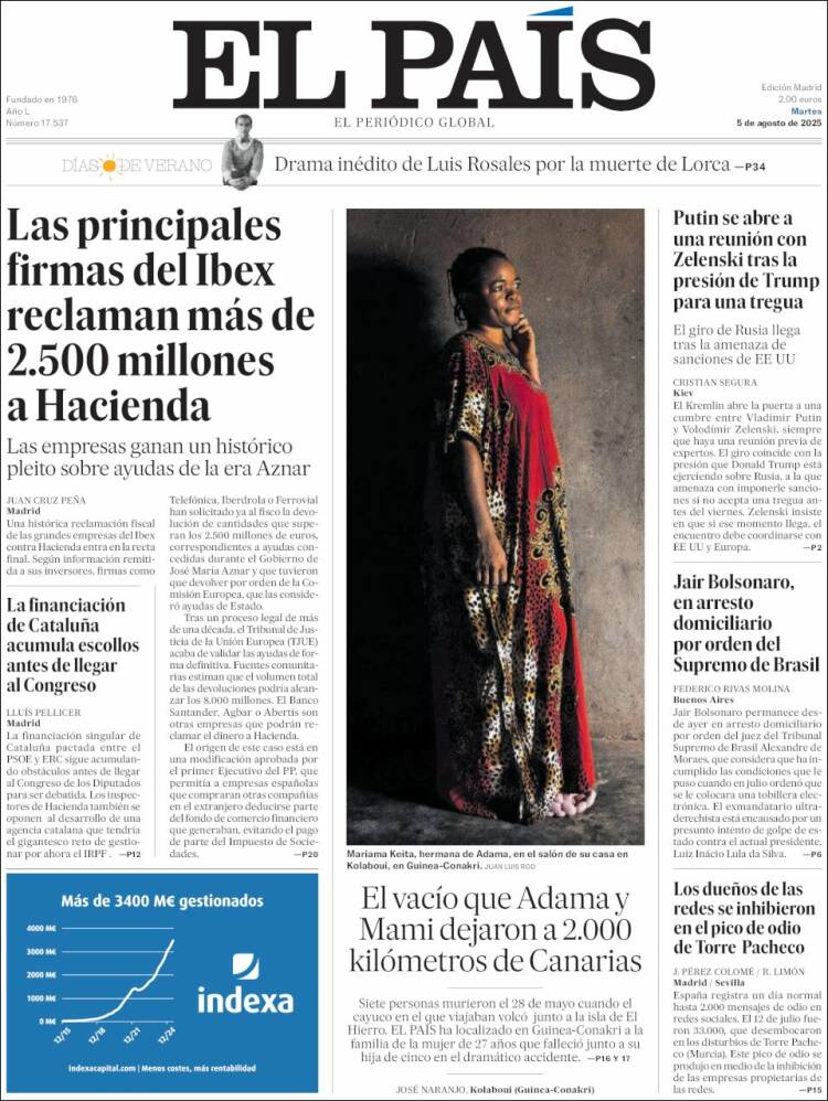 Portada de El País (Spain)