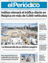 Portada de El Periódico de Aragón (España)