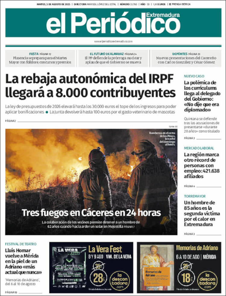 Portada de El Periódico de Extremadura (Spain)