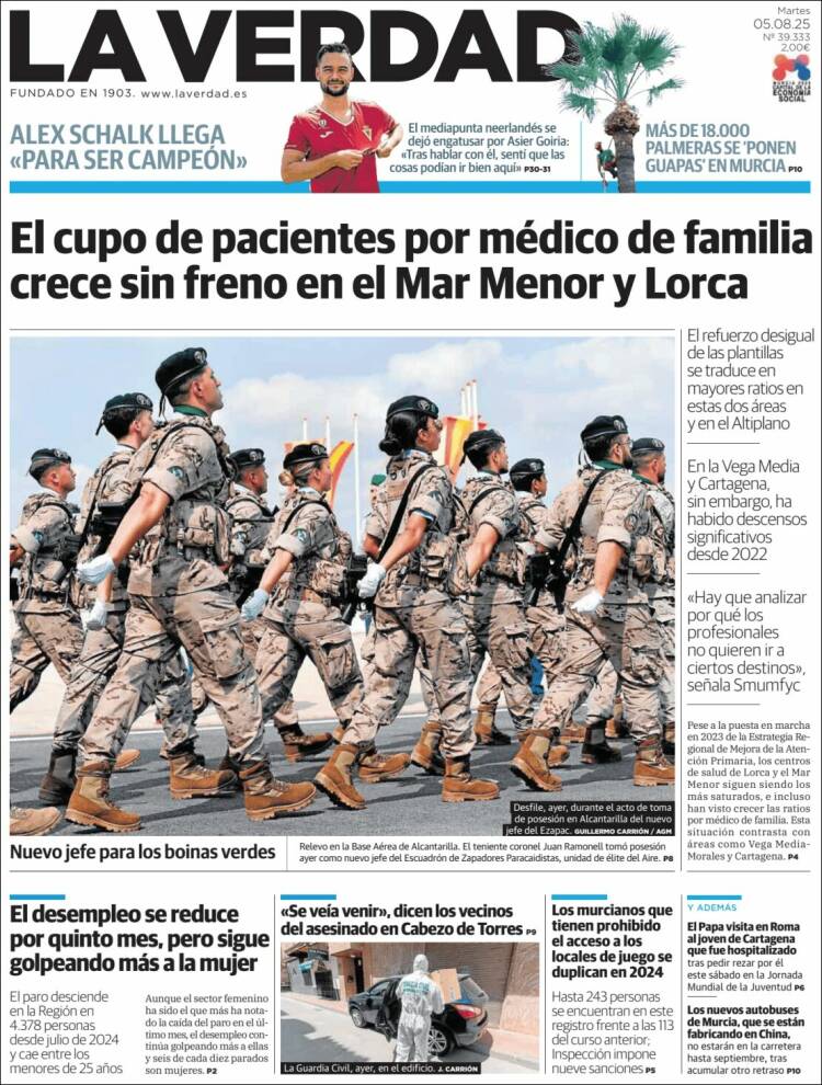 Portada de La Verdad de Murcia (España)