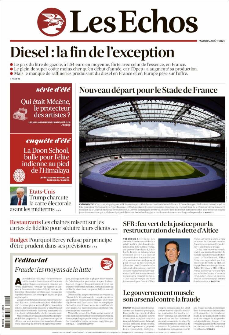 Portada de Les Echos (France)