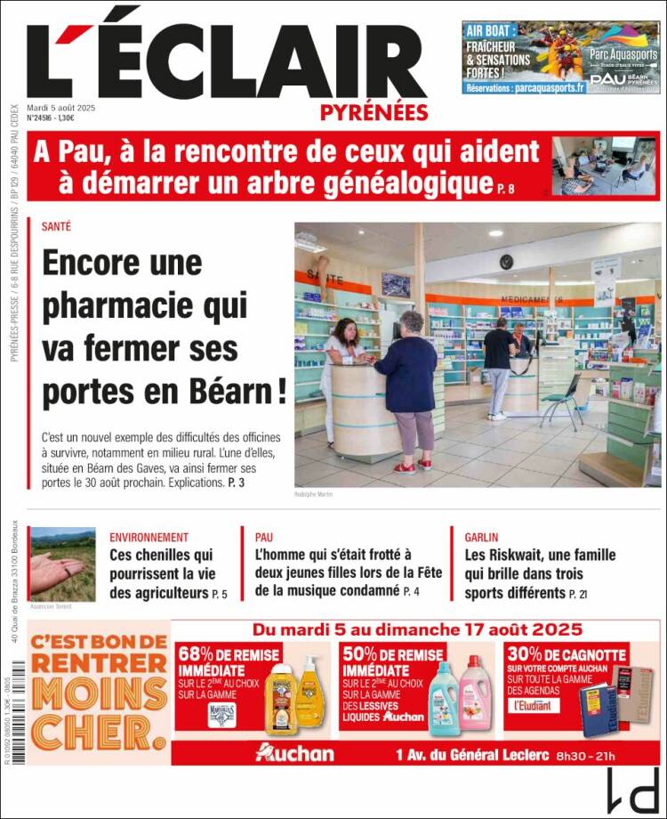 Portada de L'Eclair des Pyrénées (France)