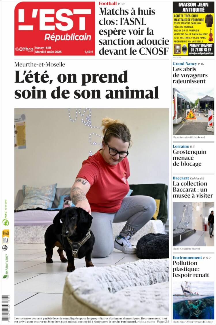 Portada de L'Est Republicain (France)