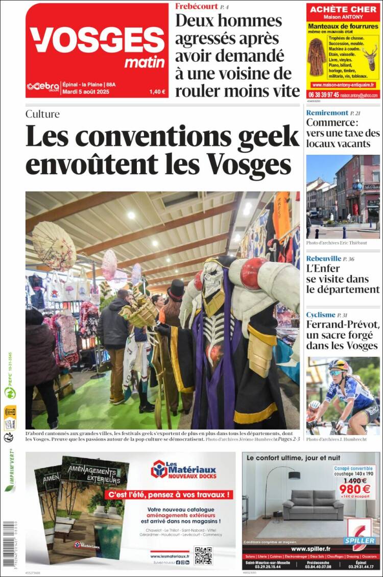 Portada de Vosges Matin (Francia)