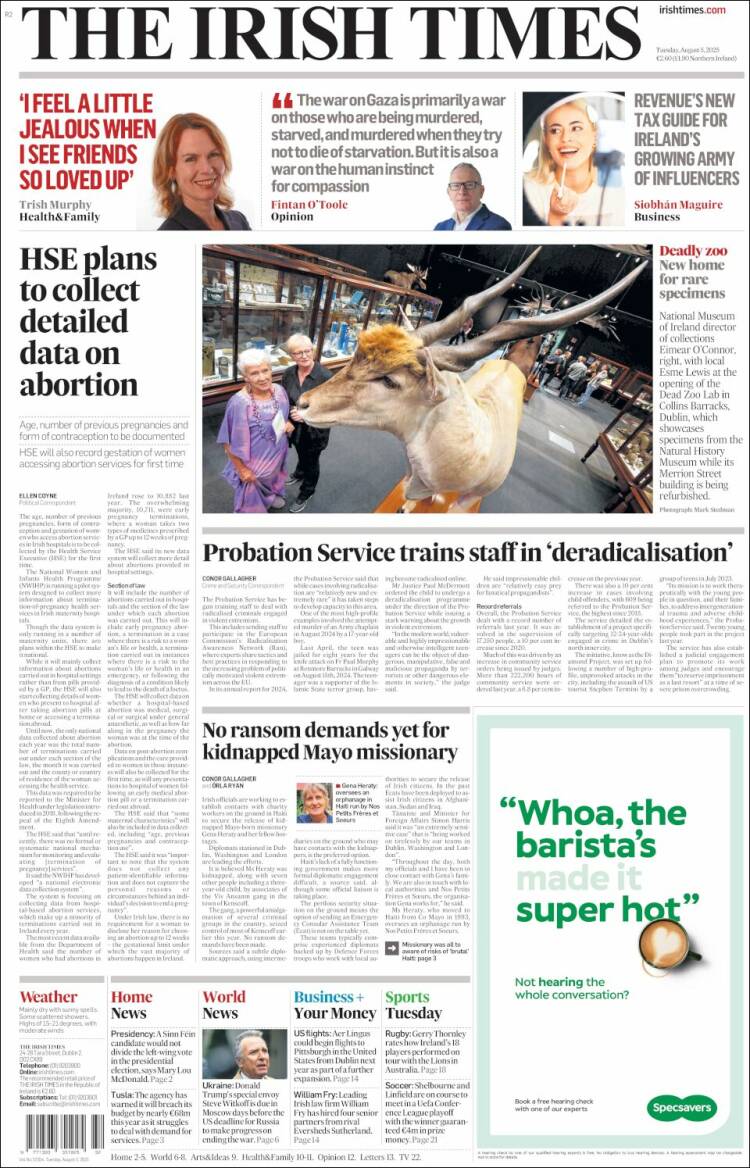 Portada de Irish Times (Ireland)